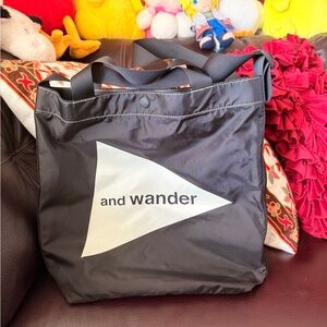 Wander Black Tote Bag with White Logo